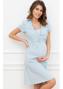 Ciążowa koszula nocna do karmienia krótki rękaw błękitna Felicita, Kolor błękitny-wzór, Rozmiar S, Italian Fashion ze sklepu Intymna w kategorii Bielizna ciążowa - zdjęcie 169960209