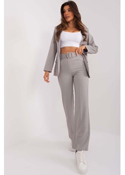 Szare garniturowe spodnie damskie z paskiem ze sklepu 5.10.15 w kategorii Spodnie damskie - zdjęcie 169960428