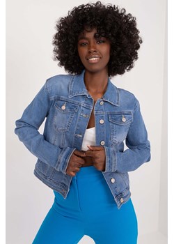 Niebieska klasyczna kurtka jeansowa damska z guzikami ze sklepu 5.10.15 w kategorii Kurtki damskie - zdjęcie 169960437