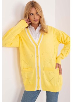 Żółty dzianinowy sweter damski rozpinany w warkocze ze sklepu 5.10.15 w kategorii Swetry damskie - zdjęcie 169960517