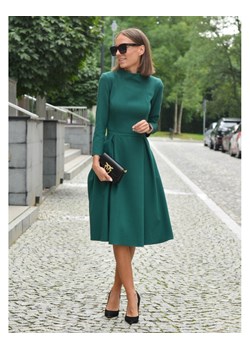 Sukienka ze stójką butelkowa zieleń ze sklepu forseti.net.pl w kategorii Sukienki - zdjęcie 169960977