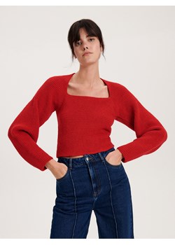 Reserved - Sweter z kwadratowym dekoltem - czerwony ze sklepu Reserved w kategorii Swetry damskie - zdjęcie 169961857
