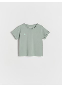 Reserved - T-shirt z ozdobnym haftem - zielony ze sklepu Reserved w kategorii Bluzki dziewczęce - zdjęcie 169965957