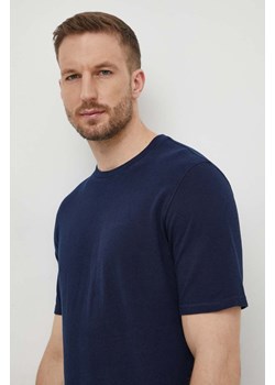Sisley t-shirt bawełniany męski kolor granatowy gładki ze sklepu ANSWEAR.com w kategorii T-shirty męskie - zdjęcie 169967539