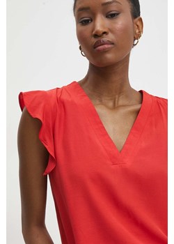 Answear Lab bluzka damska kolor czerwony gładka ze sklepu ANSWEAR.com w kategorii Bluzki damskie - zdjęcie 169967709