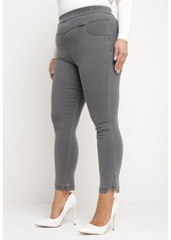 Szare Spodnie Skinny z Kieszeniami z Wyższym Stanem Ekiara ze sklepu Born2be Odzież w kategorii Spodnie damskie - zdjęcie 169972168