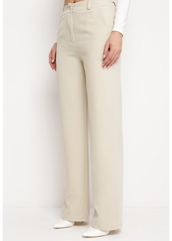 Beżowe Spodnie Garniturowe z Wyższym Stanem i Kieszeniami Zeprra ze sklepu Born2be Odzież w kategorii Spodnie damskie - zdjęcie 169972217