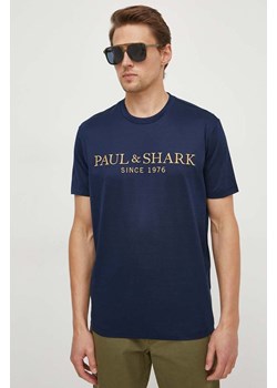 Paul&amp;Shark t-shirt bawełniany męski kolor granatowy z aplikacją 24411020 ze sklepu ANSWEAR.com w kategorii T-shirty męskie - zdjęcie 169975475
