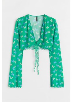 H & M - Siateczkowy top z wiązaniem u dołu - Zielony ze sklepu H&M w kategorii Bluzki damskie - zdjęcie 169992545