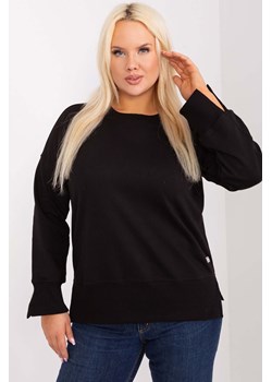 Czarna bluza damska plus size z rozcięciami na rękawach ze sklepu 5.10.15 w kategorii Bluzy damskie - zdjęcie 169994155