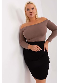 Jasnobrązowa bluzka hiszpanka plus size Blink BASIC FEEL GOOD ze sklepu 5.10.15 w kategorii Bluzki damskie - zdjęcie 169994178