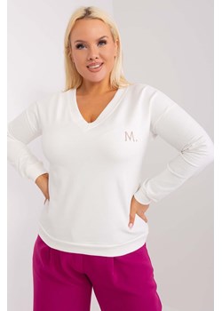 Ecru damska bluzka plus size ze ściągaczami i długim rękawem ze sklepu 5.10.15 w kategorii Bluzki damskie - zdjęcie 169994217