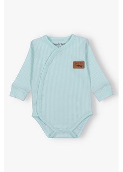 Niebieskie body kopertowe z dzianiny prążkowej ze sklepu 5.10.15 w kategorii Body niemowlęce - zdjęcie 169994246