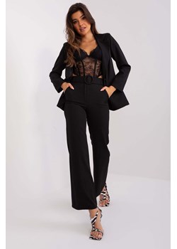 Czarne garniturowe spodnie damskie z szeroką nogawką ze sklepu 5.10.15 w kategorii Spodnie damskie - zdjęcie 169994279