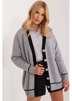 Szary dzianinowy sweter damski z zapięciem na guziki ze sklepu 5.10.15 w kategorii Swetry damskie - zdjęcie 169994317