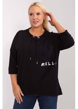 Czarna asymetryczna bluzka damska plus size z bawełny ze sklepu 5.10.15 w kategorii Bluzki damskie - zdjęcie 169994466
