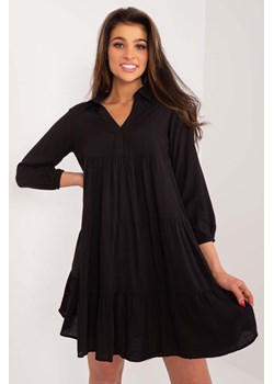 Czarna sukienka damska z falbaną SUBLEVEL długi rękaw ze sklepu 5.10.15 w kategorii Sukienki - zdjęcie 169994569