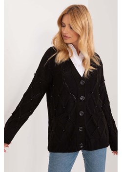 Czarny rozpinany sweter damski z domieszką wełny ze sklepu 5.10.15 w kategorii Swetry damskie - zdjęcie 169994577