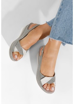 Szare sandały na niskim koturnie Chase ze sklepu Zapatos w kategorii Sandały damskie - zdjęcie 169996898