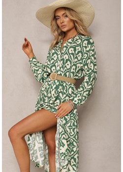 Zielona Koszulowa Sukienka Ozdobiona Ornamentalnym Printem Crypta ze sklepu Renee odzież w kategorii Sukienki - zdjęcie 170006668
