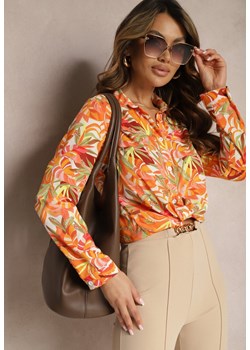 Pomarańczowa Koszula o Klasycznym Kroju we Florystyczny Print Ationama ze sklepu Renee odzież w kategorii Koszule damskie - zdjęcie 170007035