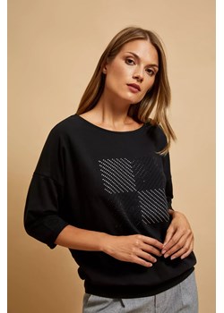 Bluza z rękawami 3/4 czarna ze sklepu Moodo.pl w kategorii Bluzy damskie - zdjęcie 170017509