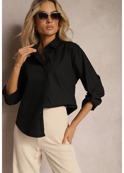 Czarna Klasyczna Koszula z Długimi Rękawami z Możliwością Podwinięcia Brennadia ze sklepu Renee odzież w kategorii Koszule damskie - zdjęcie 170020386