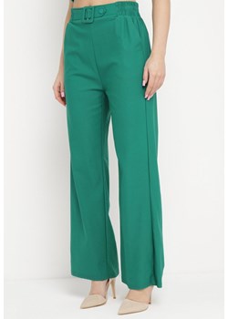 Zielone Szerokie Spodnie Paper Bag z Paskiem i Kieszeniami Wrenika ze sklepu Born2be Odzież w kategorii Spodnie damskie - zdjęcie 170020555