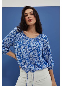 Wzorzysta koszula zapinana na guziki niebieska ze sklepu Moodo.pl w kategorii Bluzki damskie - zdjęcie 170028616