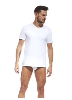 Koszulka krótki rękaw Cornette Authentic 201 biała ze sklepu piubiu_pl w kategorii Podkoszulki męskie - zdjęcie 170030459