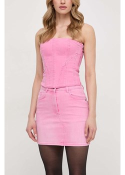 Patrizia Pepe spódnica jeansowa kolor różowy mini prosta ze sklepu ANSWEAR.com w kategorii Spódnice - zdjęcie 170036218