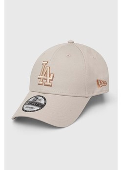 New Era czapka z daszkiem bawełniana kolor beżowy z aplikacją LOS ANGELES DODGERS ze sklepu PRM w kategorii Czapki z daszkiem męskie - zdjęcie 170039417
