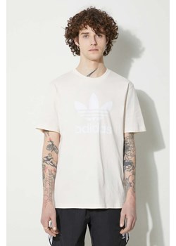 adidas Originals t-shirt bawełniany Trefoil męski kolor beżowy z nadrukiem IU2367 ze sklepu PRM w kategorii T-shirty męskie - zdjęcie 170039527