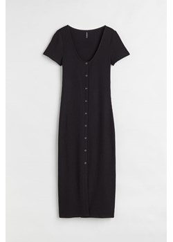 H & M - Sukienka z dżerseju w prążki - Czarny ze sklepu H&M w kategorii Sukienki - zdjęcie 170039605