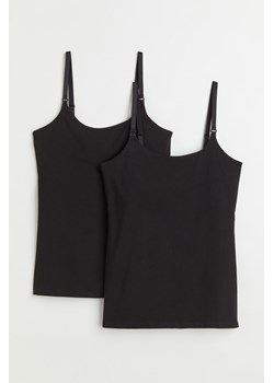 H & M - MAMA Top dla karmiącej 2-pak - Czarny ze sklepu H&M w kategorii Bluzki ciążowe - zdjęcie 170039685
