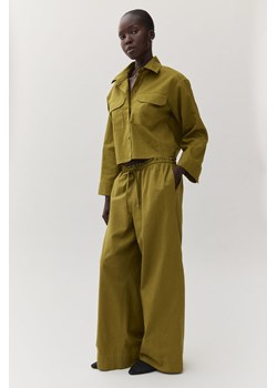H & M - Szerokie spodnie z domieszką lnu - Zielony ze sklepu H&M w kategorii Spodnie damskie - zdjęcie 170039709