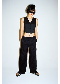 H & M - Spodnie z domieszką lnu - Czarny ze sklepu H&M w kategorii Spodnie damskie - zdjęcie 170039755