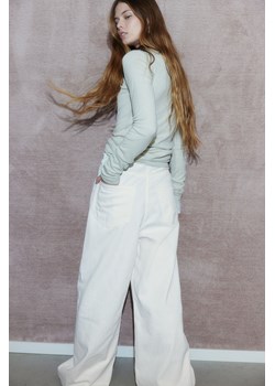H & M - Szerokie spodnie z diagonalu - Biały ze sklepu H&M w kategorii Spodnie damskie - zdjęcie 170039759