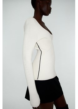 H & M - Top z dzianiny w prążki - Biały ze sklepu H&M w kategorii Bluzki damskie - zdjęcie 170039777