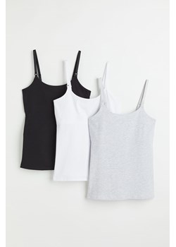 H & M - MAMA Koszulka dla karmiącej 3-pak - Szary ze sklepu H&M w kategorii Bluzki ciążowe - zdjęcie 170039855
