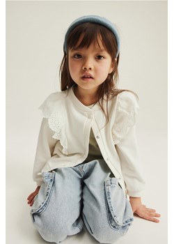 H & M - Dresowy kardigan z falbankami - Biały ze sklepu H&M w kategorii Swetry dziewczęce - zdjęcie 170039887