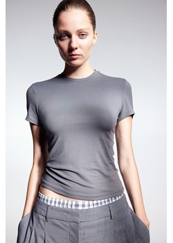 H & M - Dopasowany T-shirt - Szary ze sklepu H&M w kategorii Bluzki damskie - zdjęcie 170040249