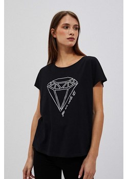 Czarny t-shirt damski z nadrukiem ze sklepu 5.10.15 w kategorii Bluzki damskie - zdjęcie 170043625