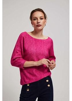Sweter z rękawem 3/4 fuksjowy ze sklepu Moodo.pl w kategorii Swetry damskie - zdjęcie 170047556