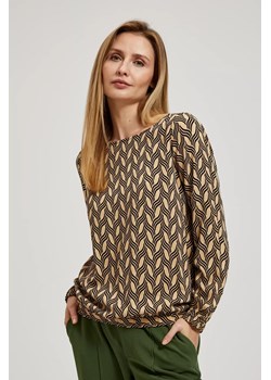 Wzorzysta koszula o prostym fasonie beżowa ze sklepu Moodo.pl w kategorii Bluzki damskie - zdjęcie 170048255
