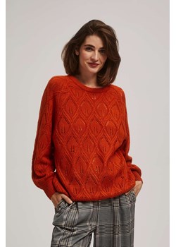 Ażurowy sweter pomarańczowy ze sklepu Moodo.pl w kategorii Swetry damskie - zdjęcie 170048815
