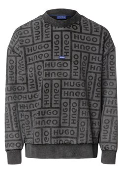 HUGO BLUE Bluza męska - Nenry Mężczyźni Bawełna antracytowy wzorzysty ze sklepu vangraaf w kategorii Bluzy męskie - zdjęcie 170049086