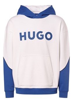 HUGO BLUE Męski sweter z kapturem - Nalker Mężczyźni Bawełna biały jednolity ze sklepu vangraaf w kategorii Bluzy męskie - zdjęcie 170049088