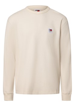 Tommy Jeans Męska koszula z długim rękawem Mężczyźni beżowy wypukły wzór tkaniny ze sklepu vangraaf w kategorii T-shirty męskie - zdjęcie 170049115