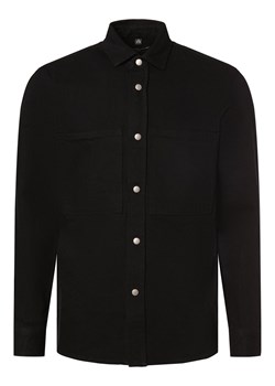 Nils Sundström Męska koszula dżinsowa Mężczyźni Modern Fit Bawełna czarny jednolity ze sklepu vangraaf w kategorii Kurtki męskie - zdjęcie 170049177